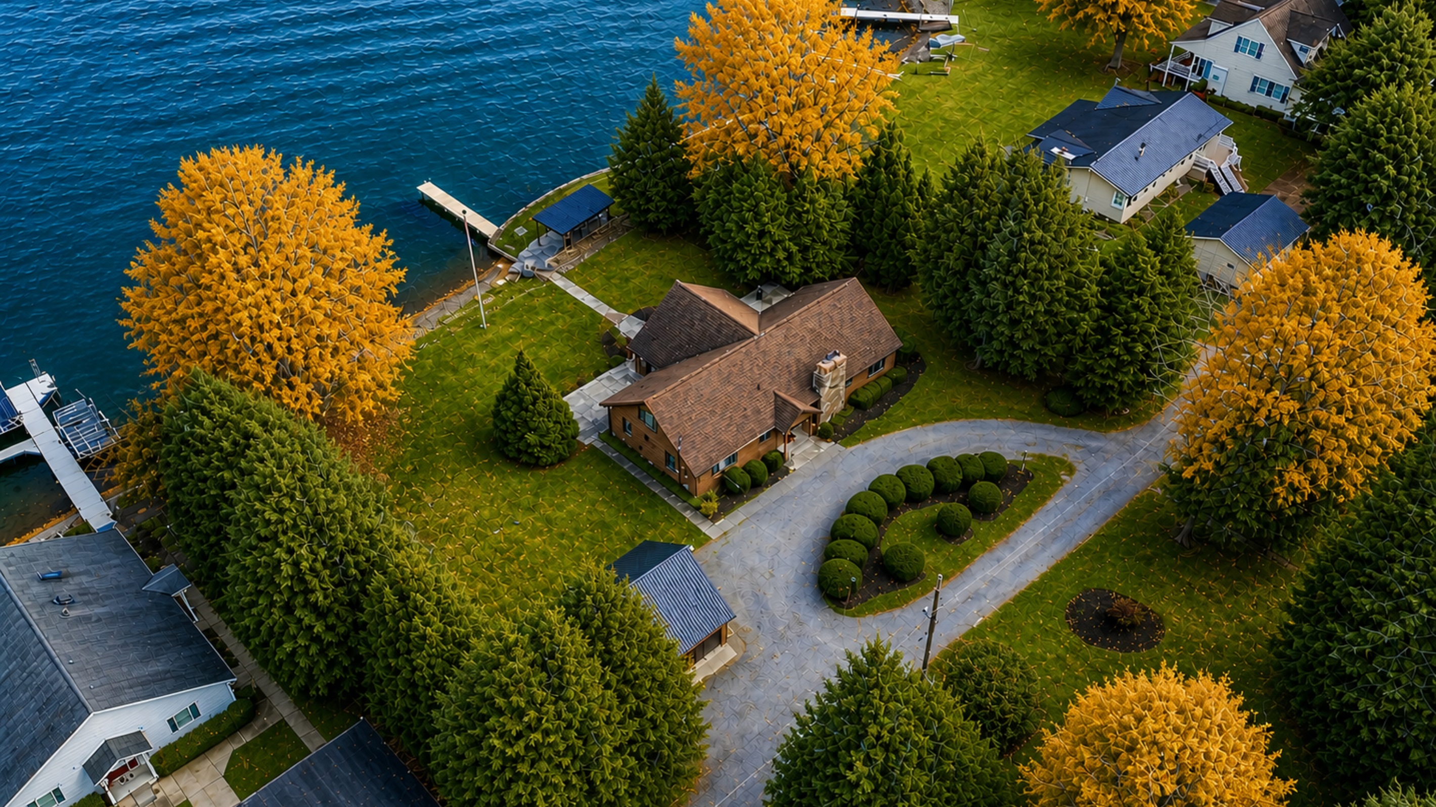 Aerial view of main house