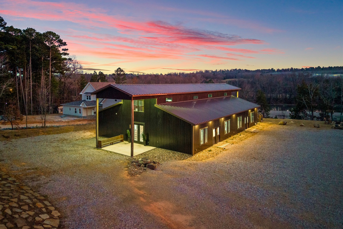 From this angle, you can see the expansive grounds and thoughtful design that make the property feel private and open.