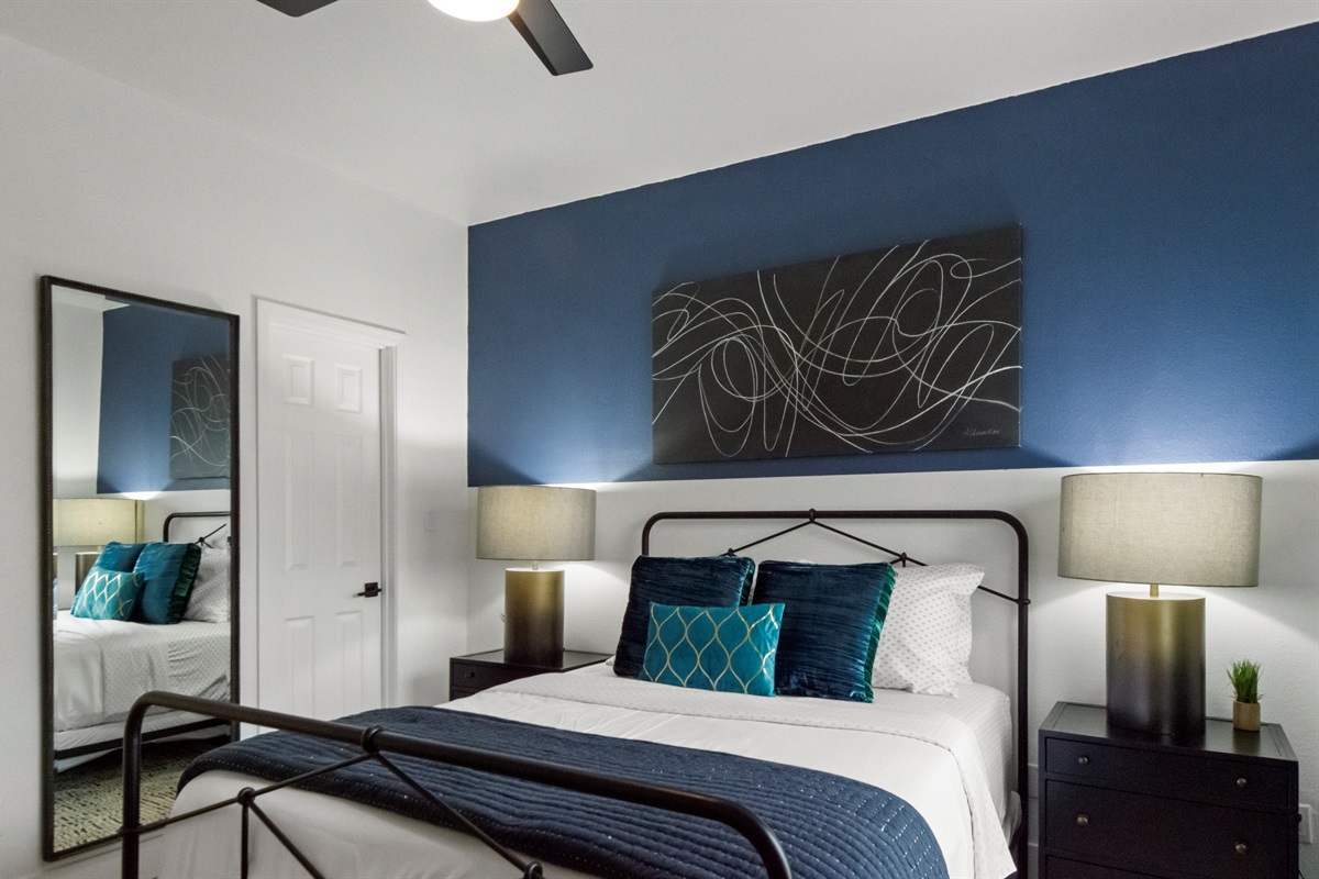 Elegant and cozy bedroom with soft lighting and modern decor