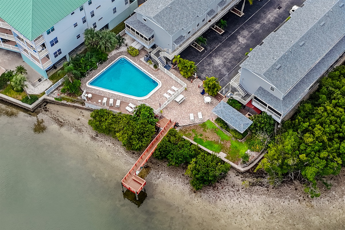 Waterfront Pool, Sun Loungers, and Fishing Dock