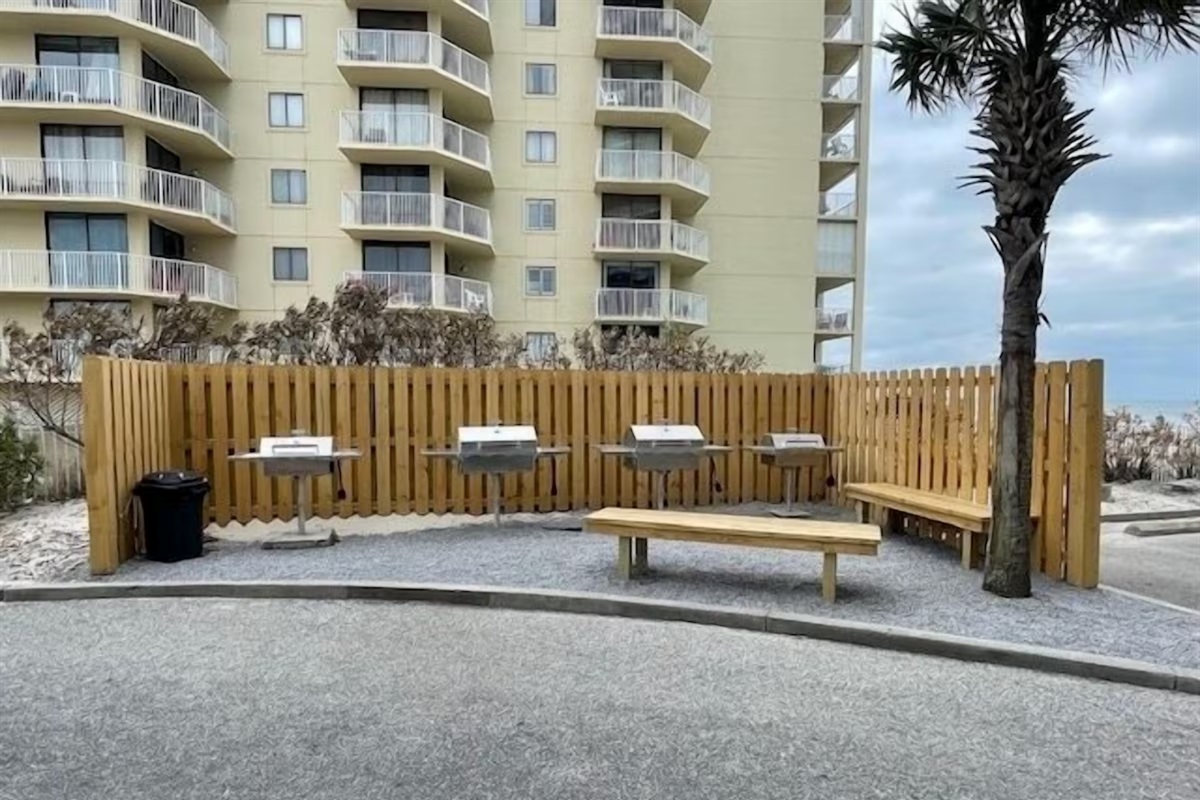 BBQ area. Grills are charcoal (charcoal is not provided)