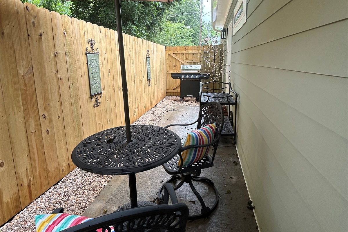 outdoor seating with grill