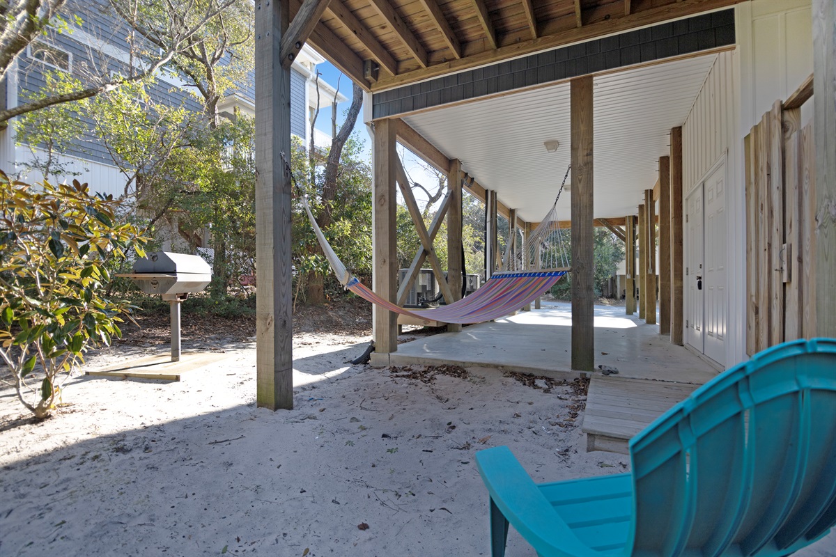 Relax on the hammock while grilling up dinner