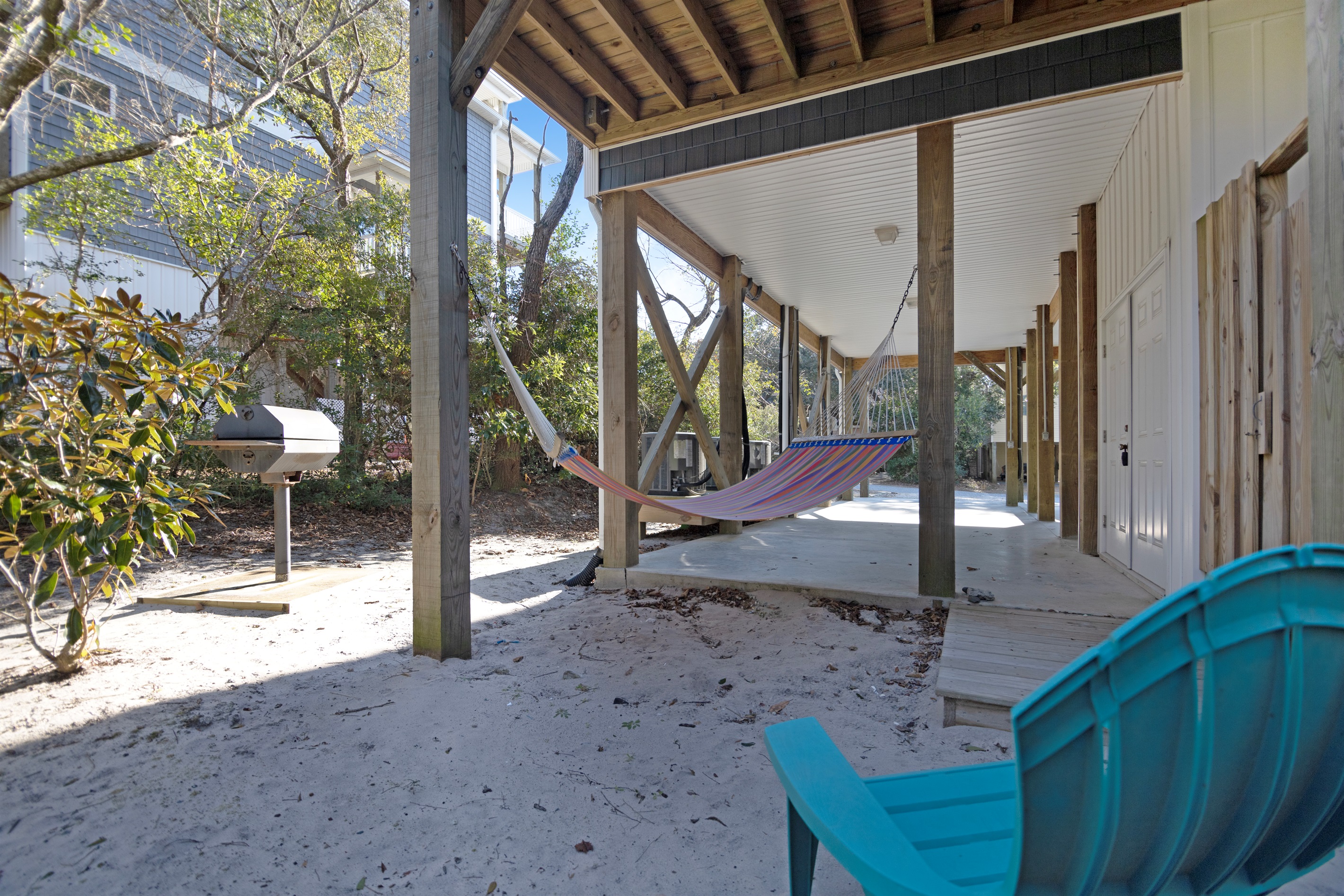 Relax on the hammock while grilling up dinner