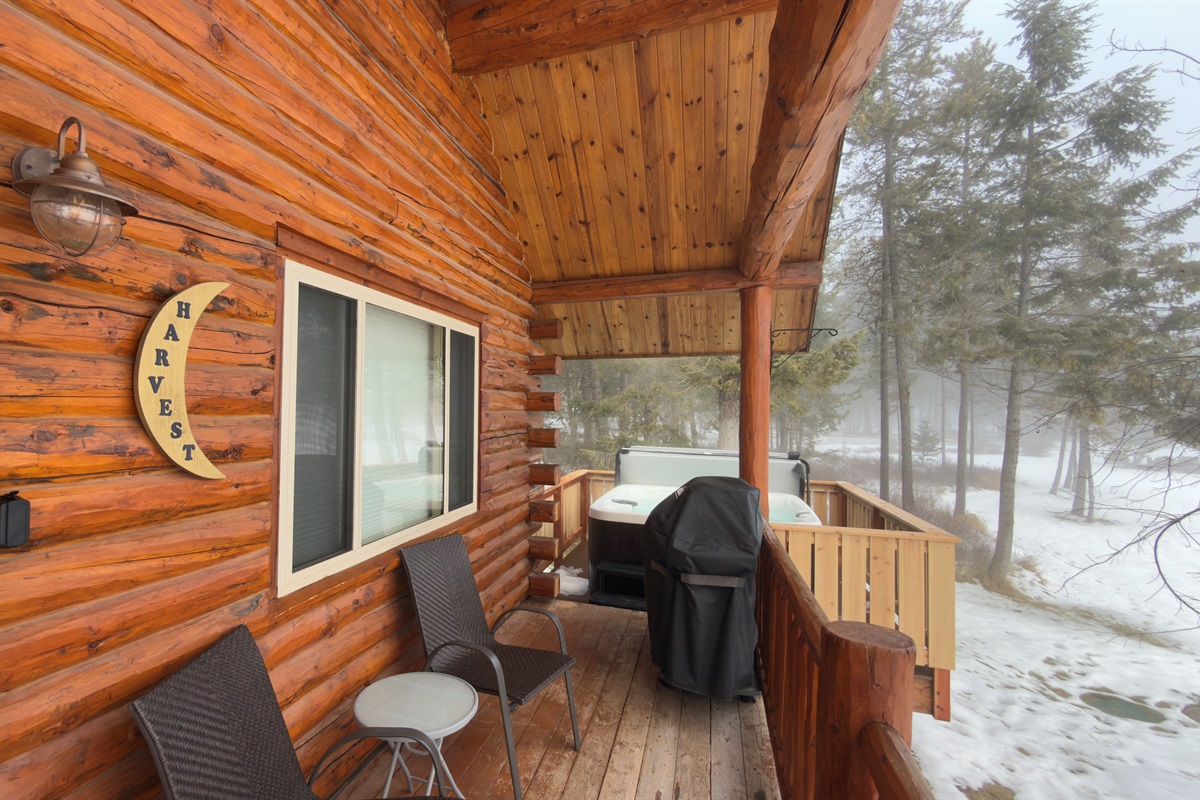 Private deck with webber gas grill and hot tub access