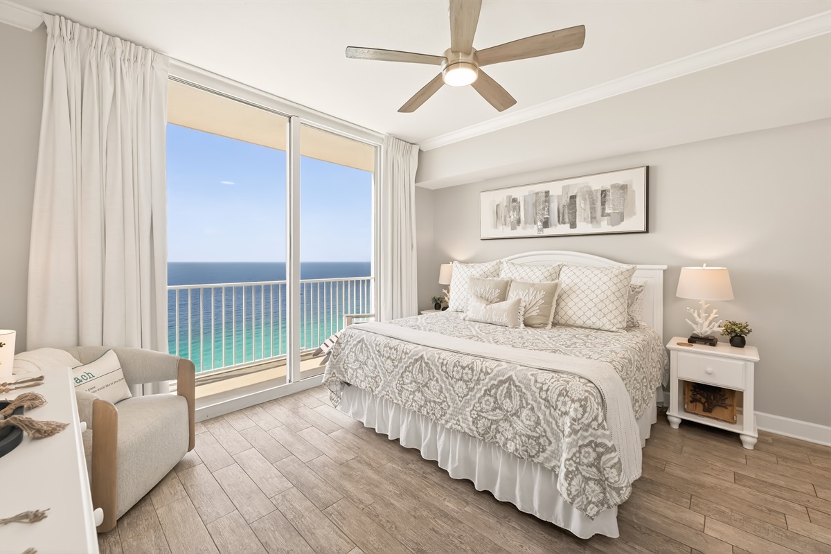 Wake to endless floor to ceiling blues!