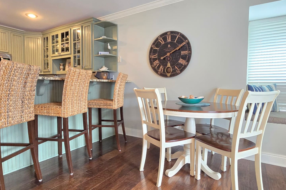 Find The dining table faces the Gulf &mdash; which means every meal comes with a view. Breakfast with the sunrise or dinner watching the light shift, it's the same table.