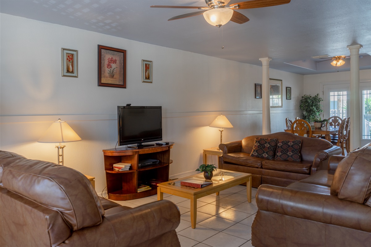 Living area with Full size Sleeper Sofa