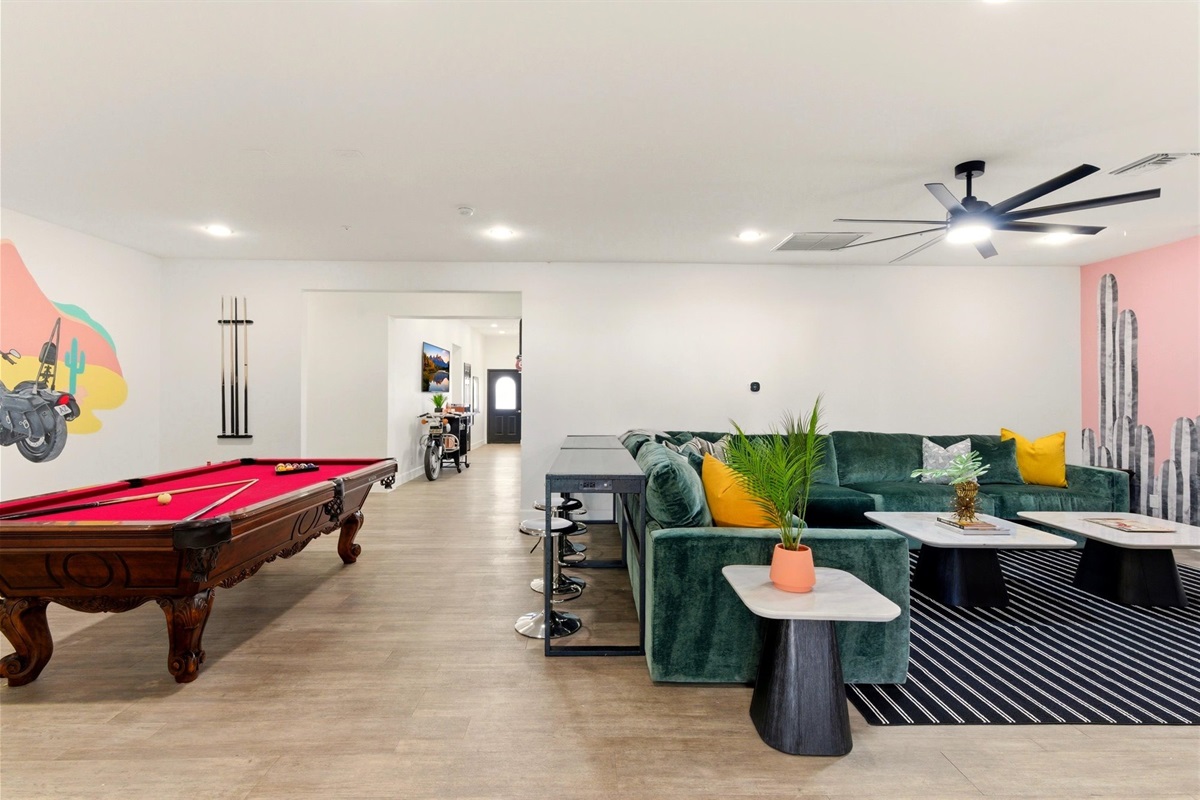 Living Room & Game Room combined!