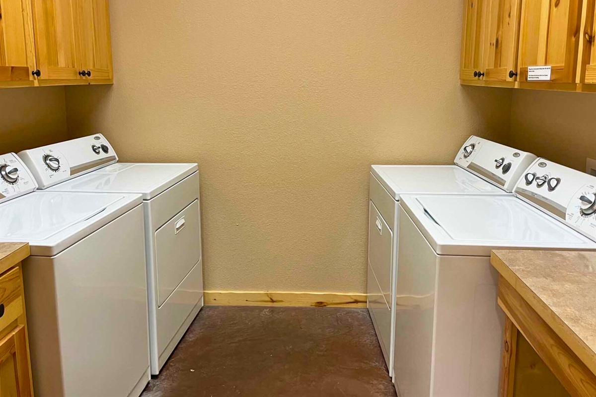 Washer and dryer on-site—pack light, stay fresh.