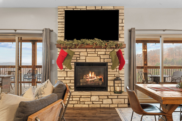 The stockings were hung by the chimney with care (with a gas fireplace)!