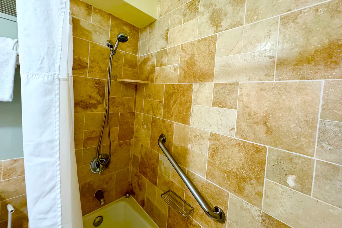 Travertine Shower with Bathtub