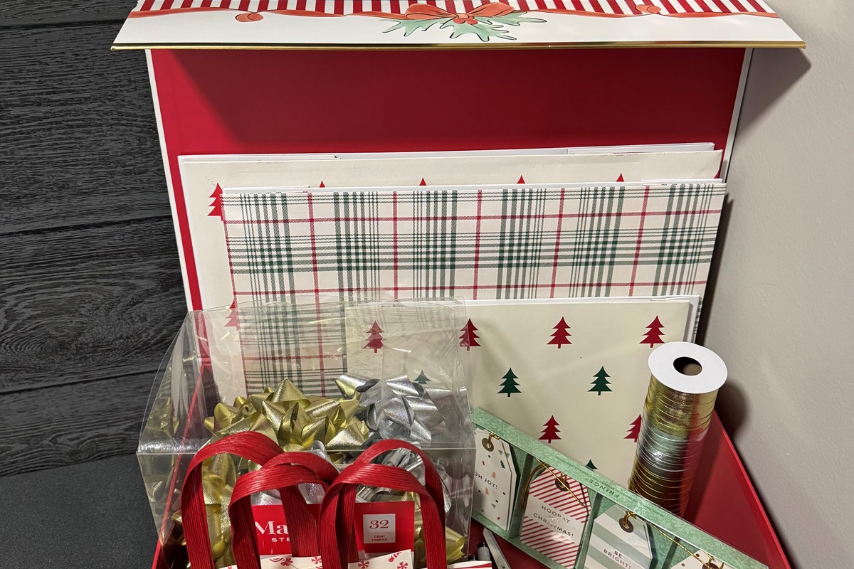 Last minute gift wrapping station