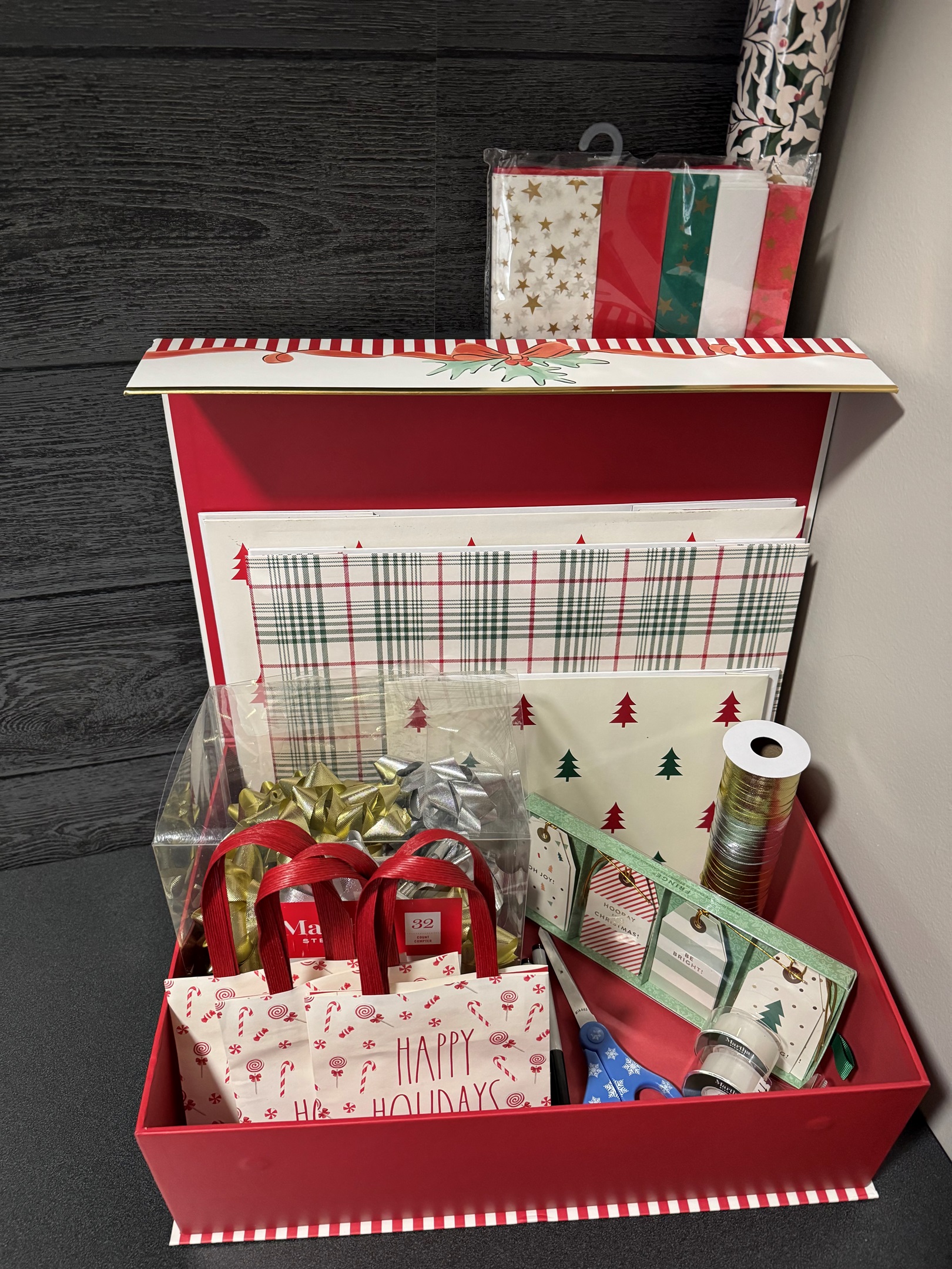 Last minute gift wrapping station