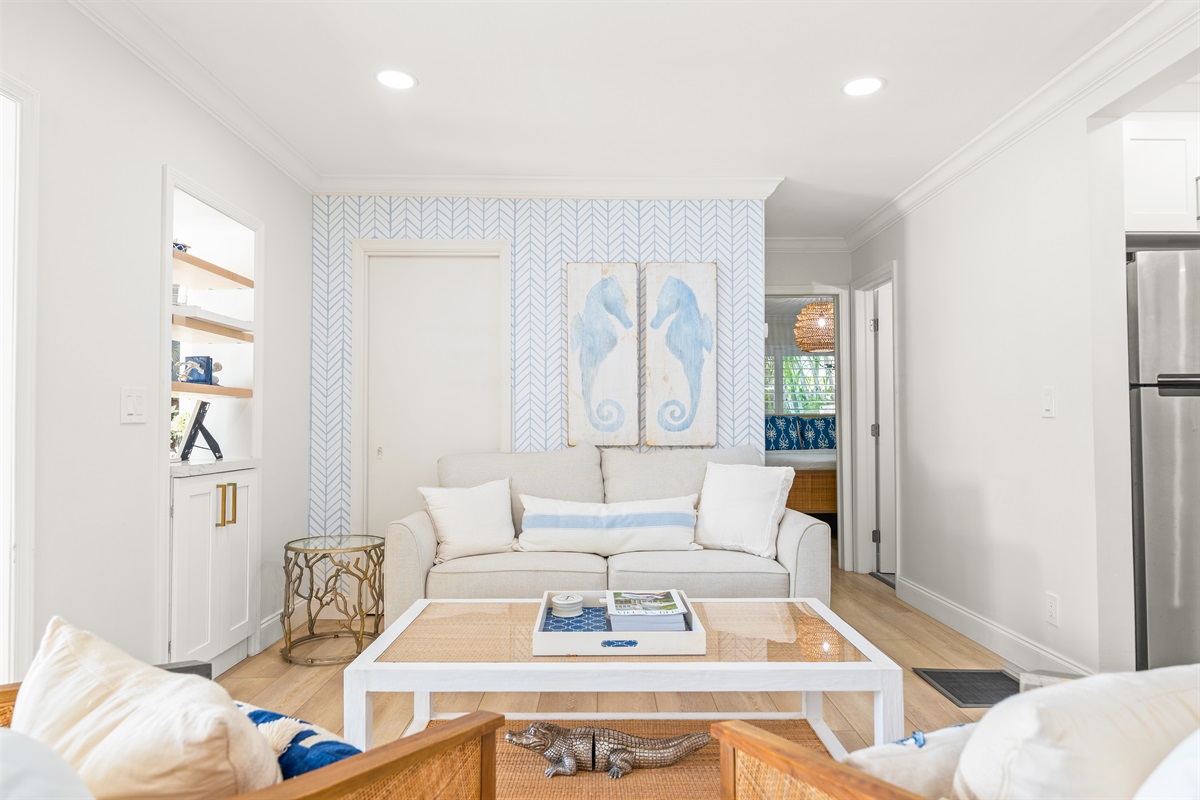 Bright, airy, and sophisticated. The main living area is designed for total relaxation.