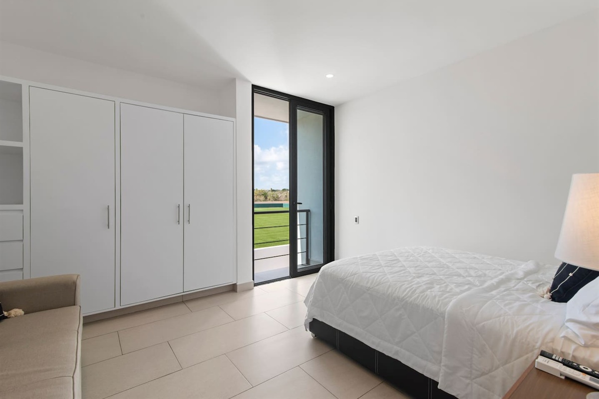 Master bedroom with blackout blinds 