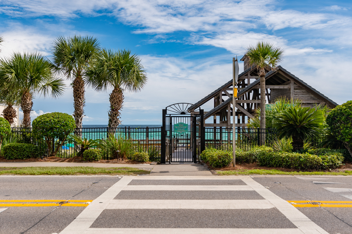 Private beach access gate for Emerald Shores guests