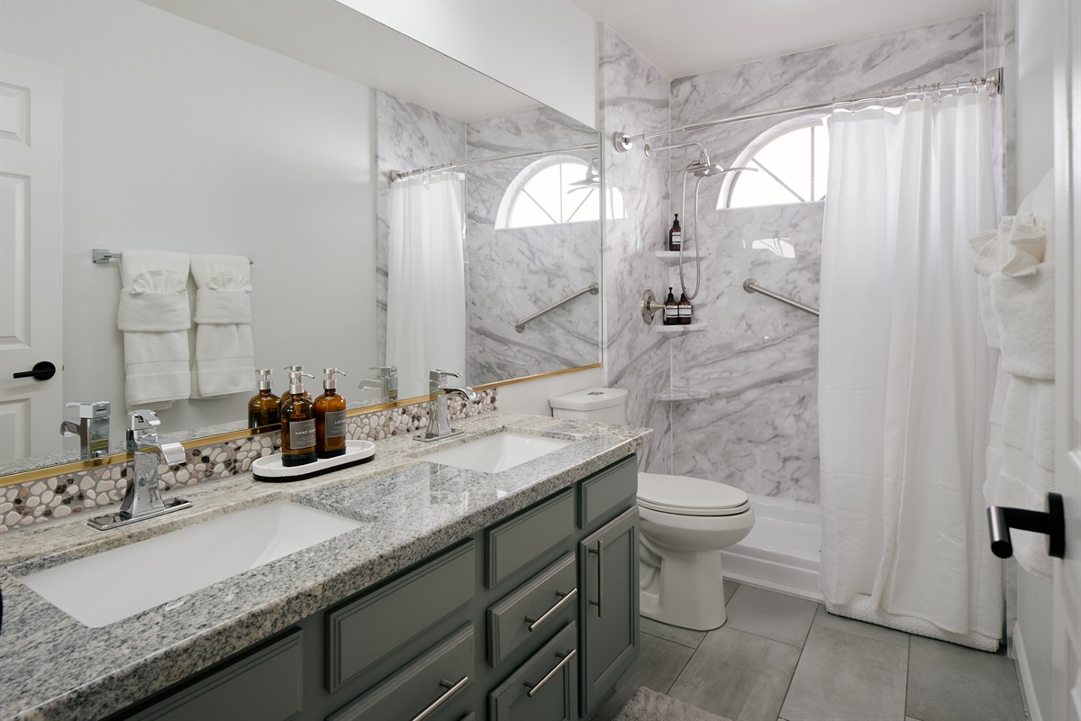 Upgraded Bathroom 2: Dual Vanity, Grab Bars