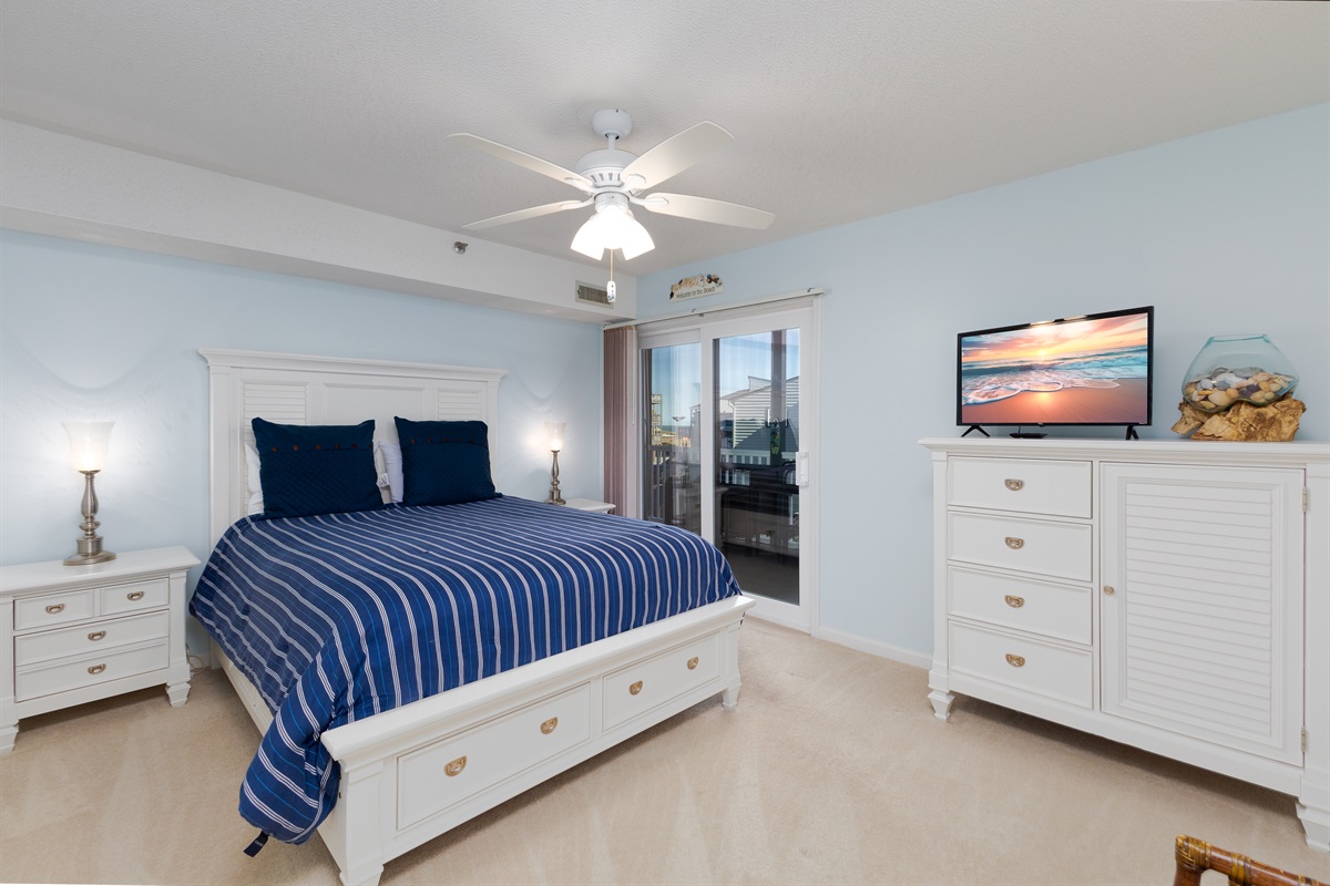 Master bedroom with private balcony access