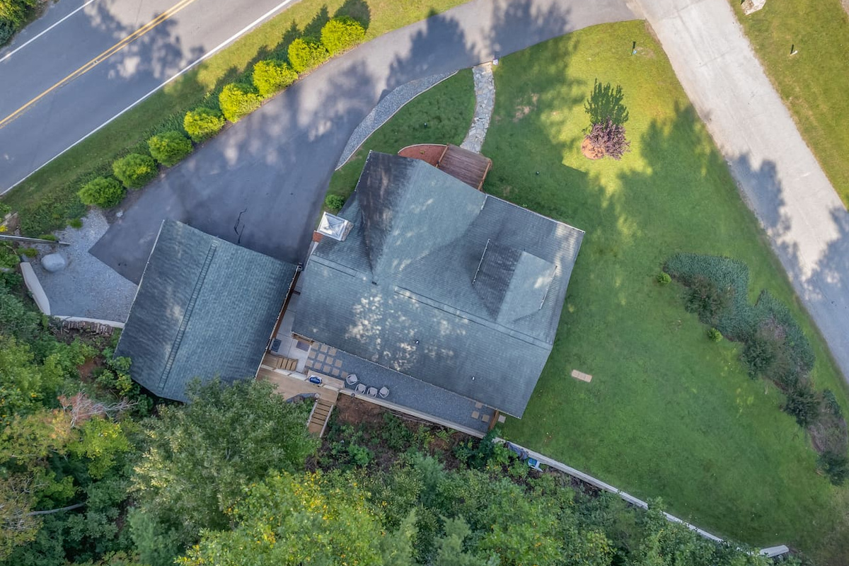 Upper drone picture of the home