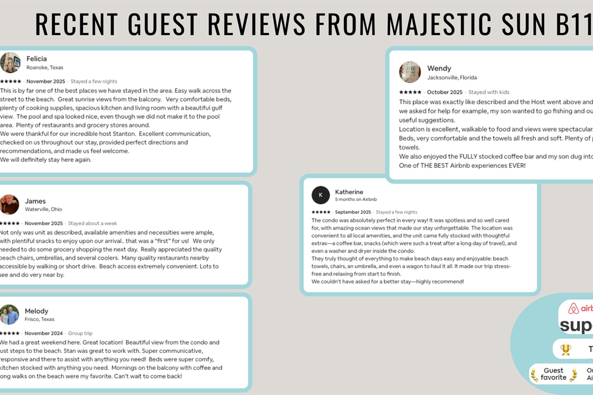 Recent reviews from happy guests show that you are in good hands!