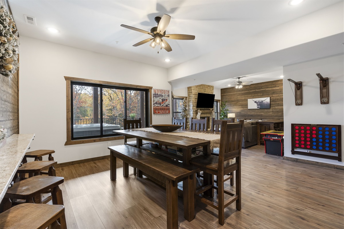 Extra seating and games downstairs!