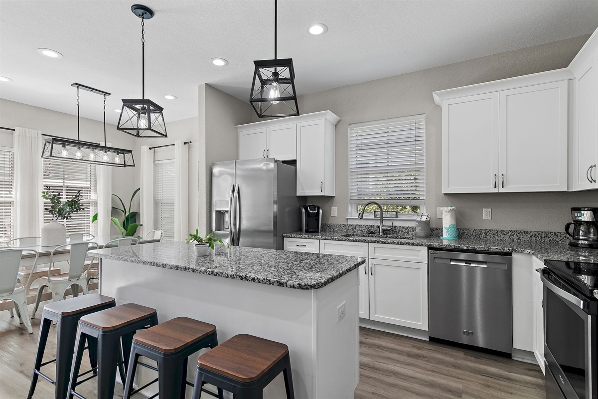 Additional seating at the kitchen island.