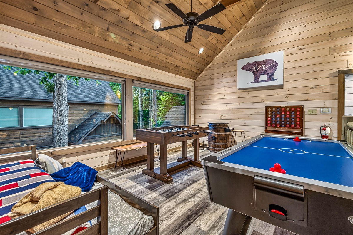 Air Hockey, Foosball, and Arcade, So much to do in the Game Room! Also has Daybed and Trundle.