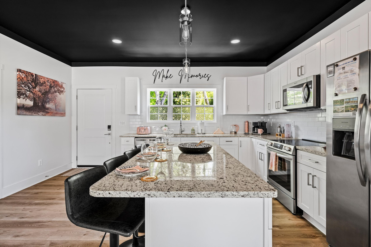 Plenty of room for snacks, charcuterie boards, cards, and second helpings.