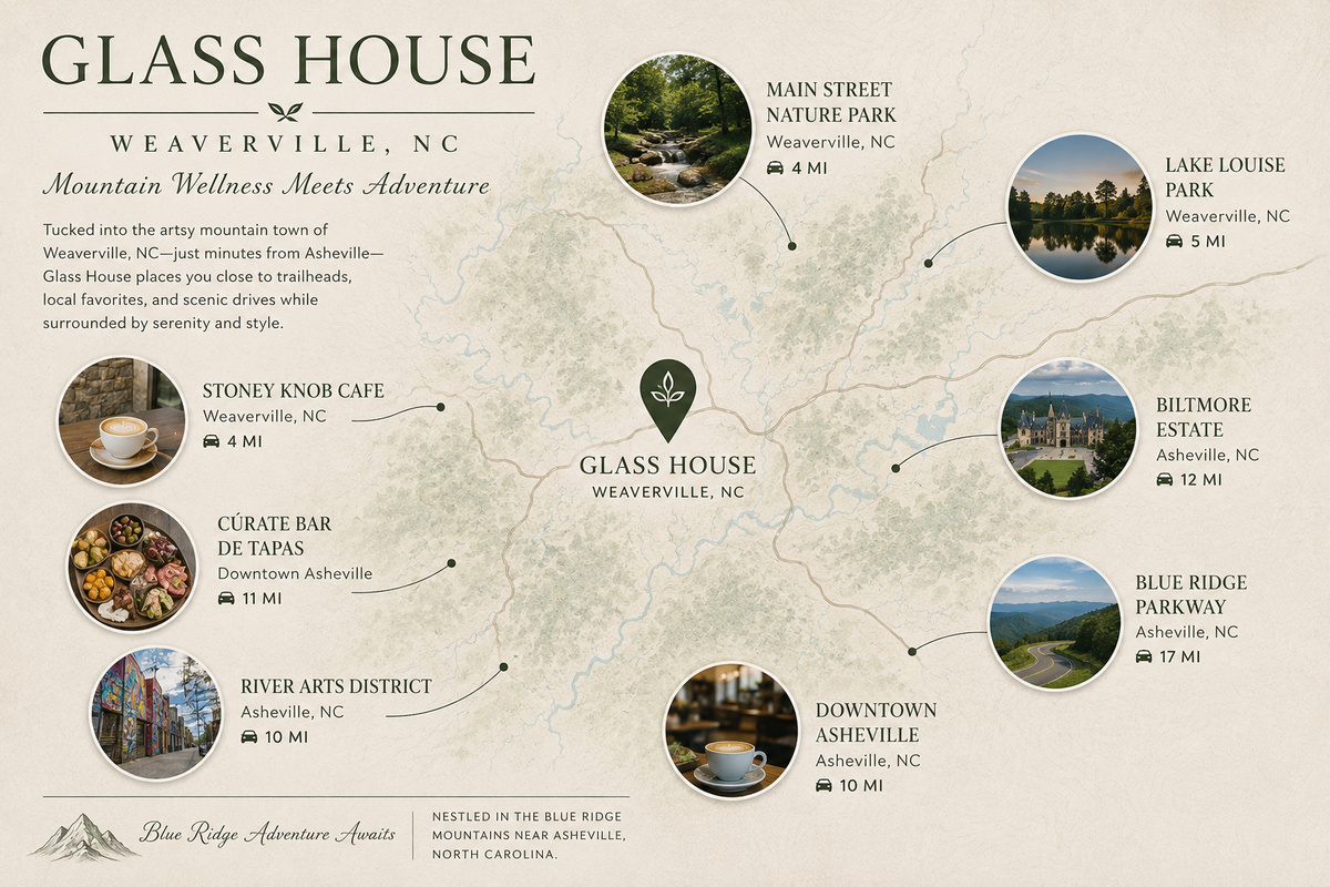 Discover Asheville's best—from the Blue Ridge Parkway to local cafés and the Biltmore Estate—all within a short drive.