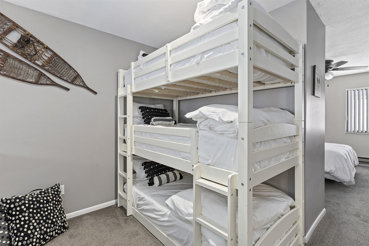 Fun bunk room in the loft—perfect for kids or extra guests to sleep and play.