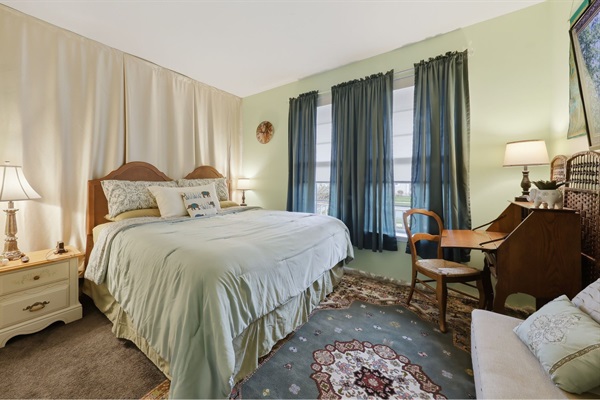 Private and just as luxurious with a King bed, blackout curtains, white noise machine, and extra charging ports