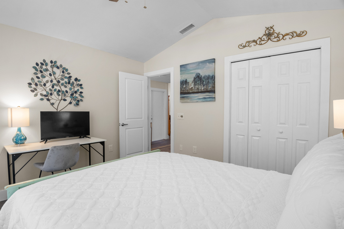 Bedroom #2. Closet & smart TV.