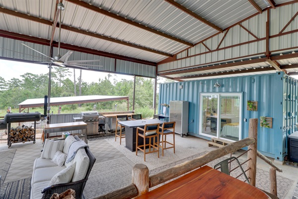 Patio with Covered Carport next door.