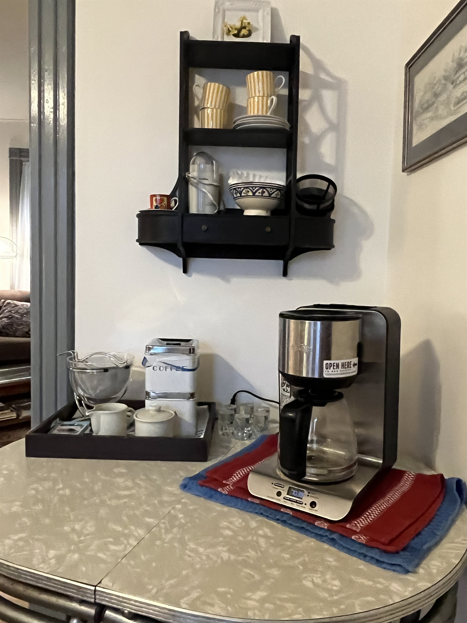 Coffee station in the dining room