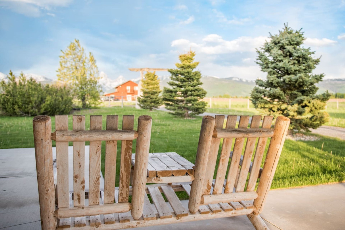 Put your feet up, relax, and enjoy the fresh country air from the cabin porch.