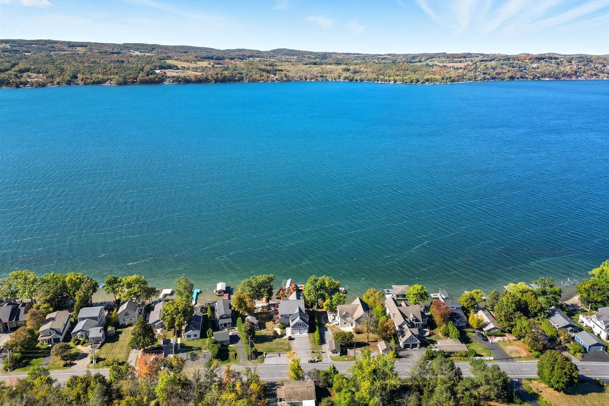 Sparkling blue water shot of the lake from above.