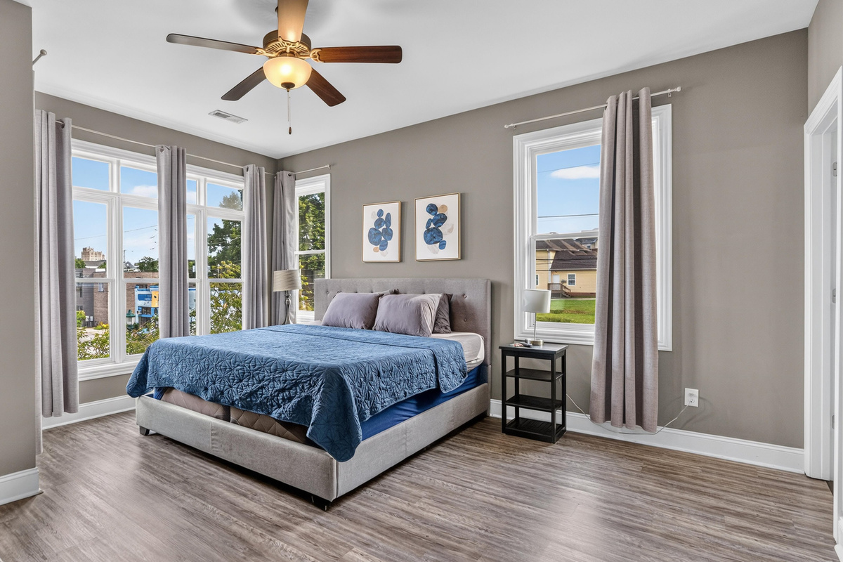 BR 1: The master bedroom is spacious, with lots of natural light for day and blackout curtains and noise machine for a peaceful night