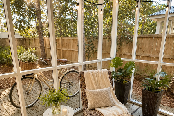 Outdoor Oasis: Dine al fresco on the patio, complete with comfortable seating