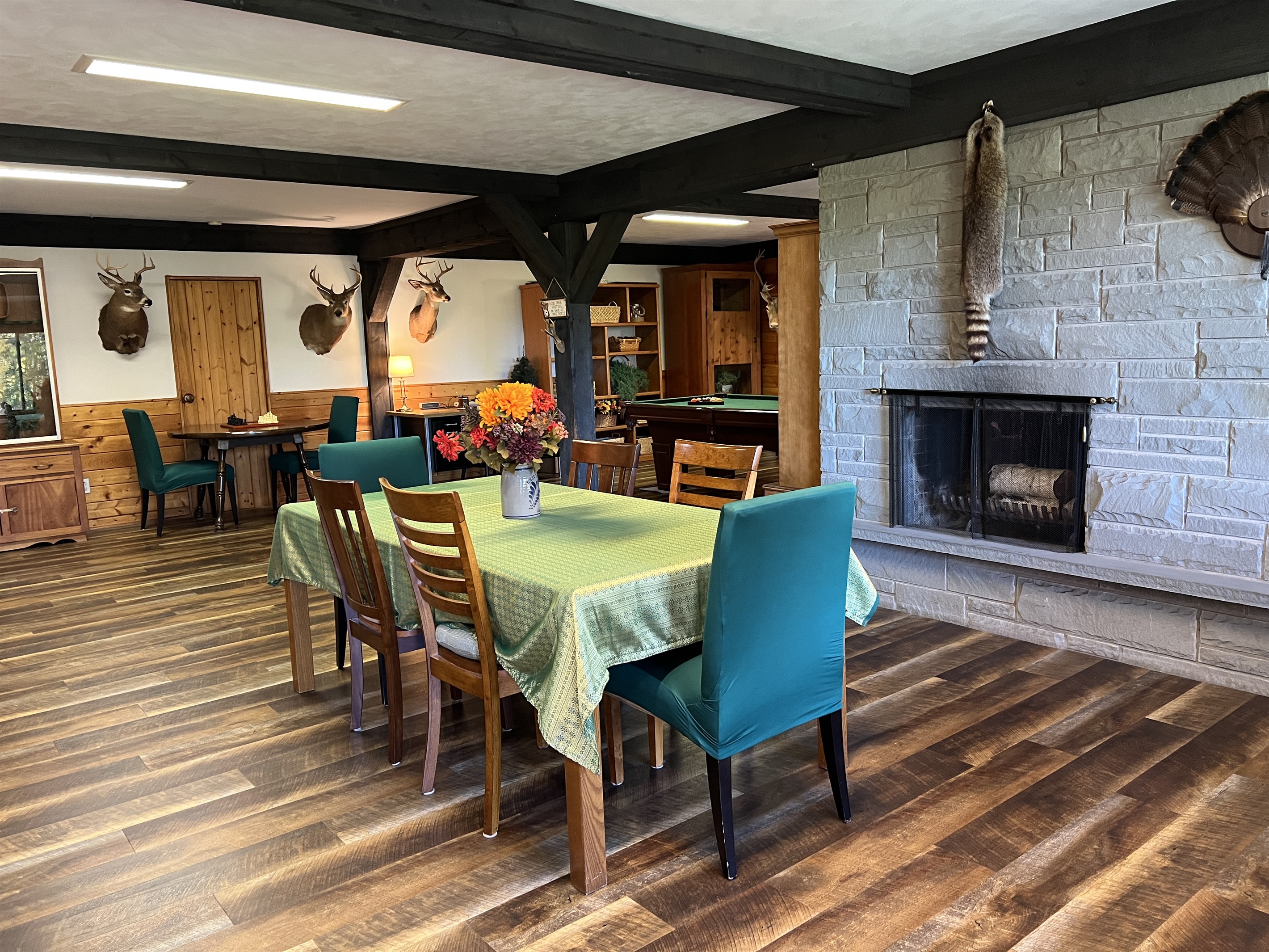 Dining and game area beyond