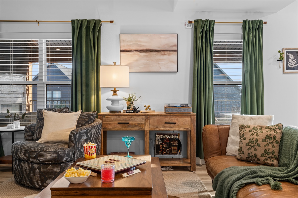 Enjoy games while you listen to some classic vinyl records on the record player