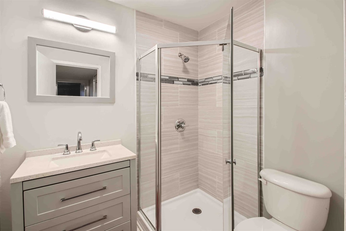 Second full bathroom with stand up shower 
