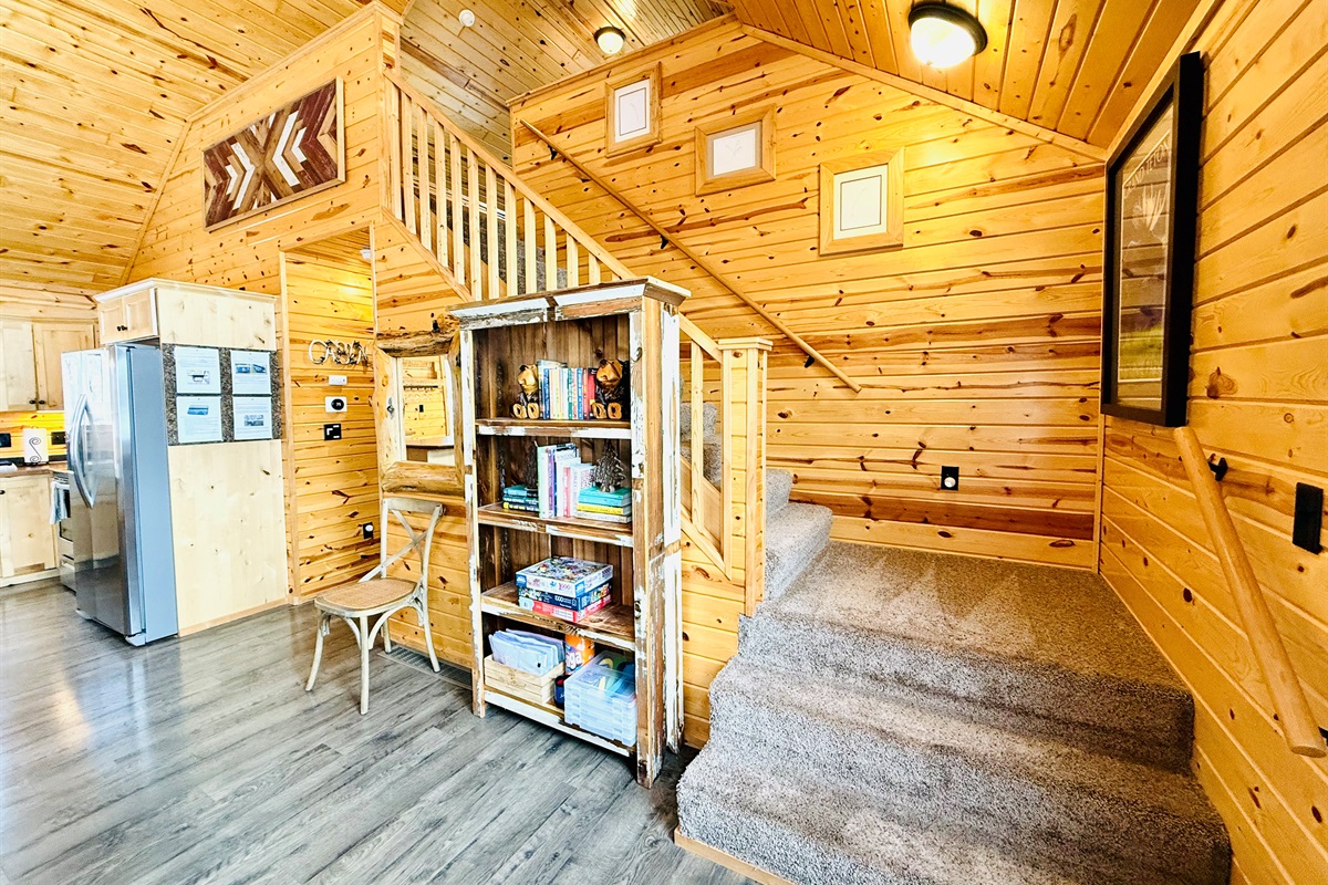 Stairs going up to the loft.