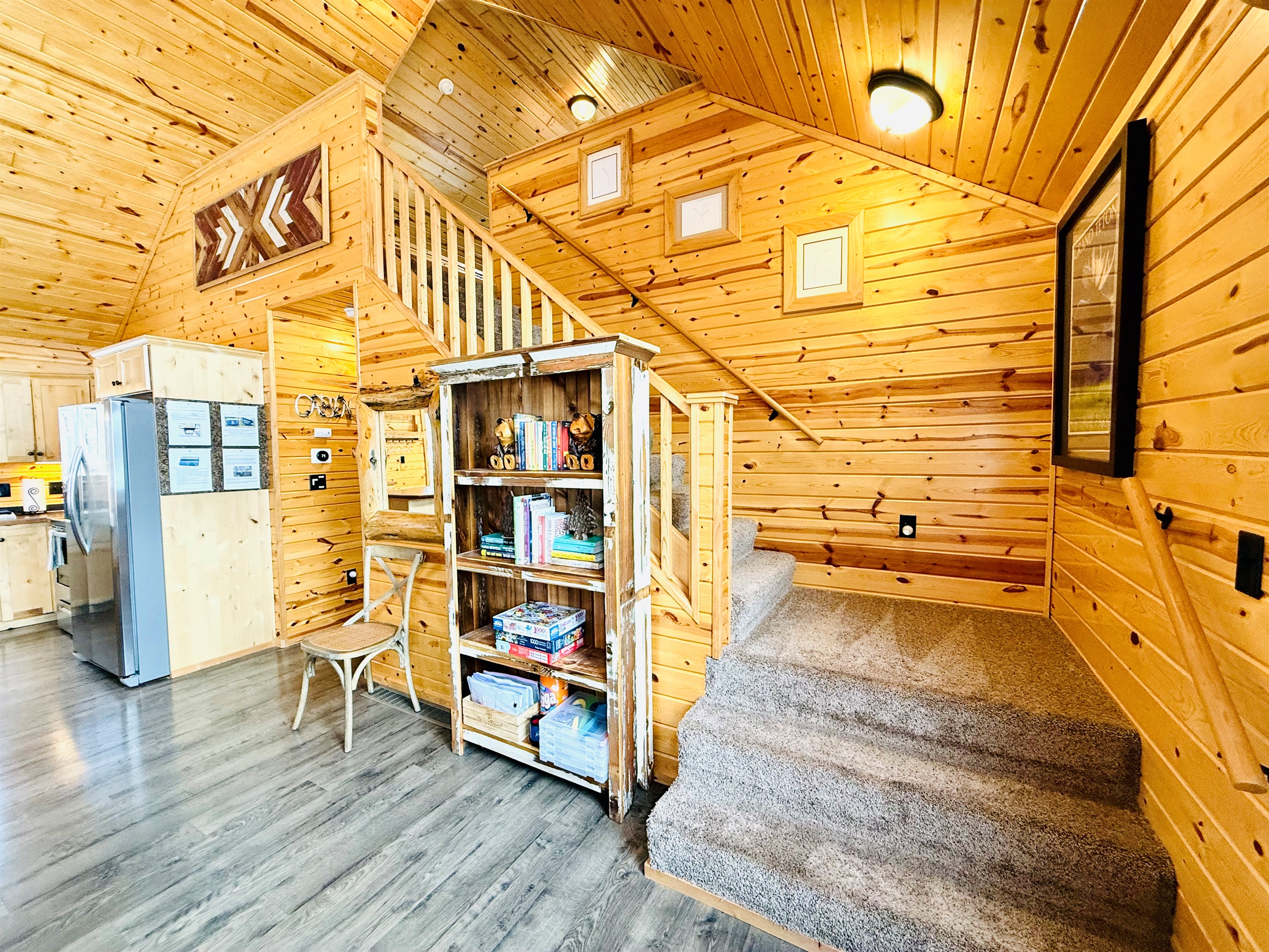 Stairs going up to the loft.