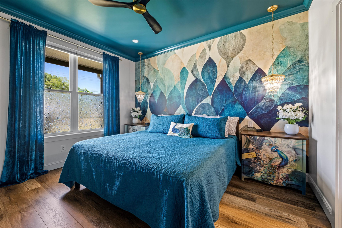 Wake up refreshed in a king bed designed with comfort in mind with black out shades AND black out curtains.   
