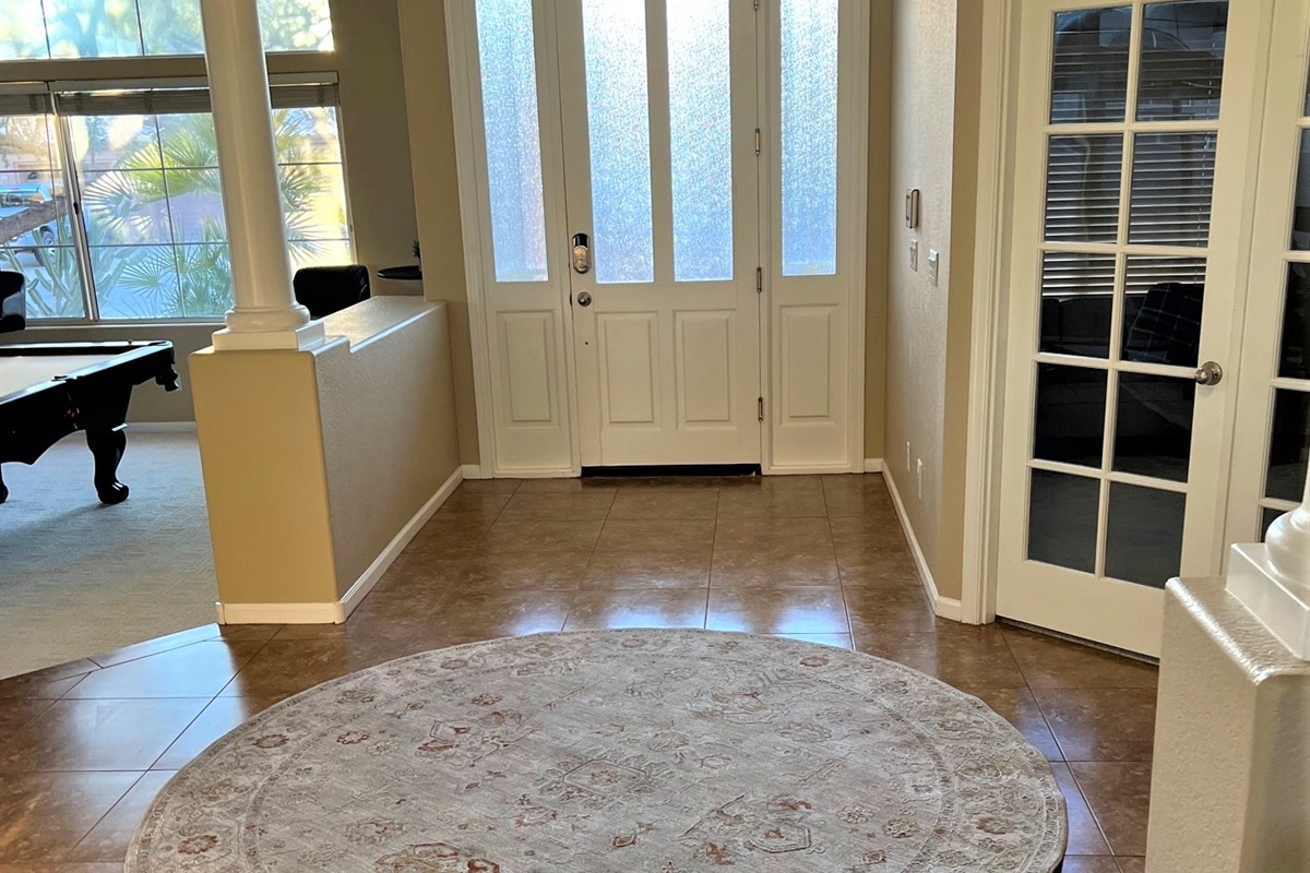 Entry, Pool room to the left and Game room to the right