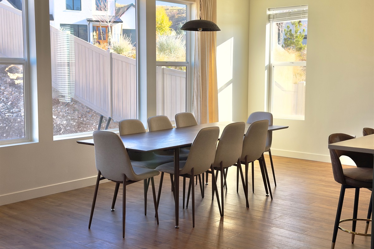 Spacious dining space with panoramic windows and contemporary design — enjoy every meal with a view.