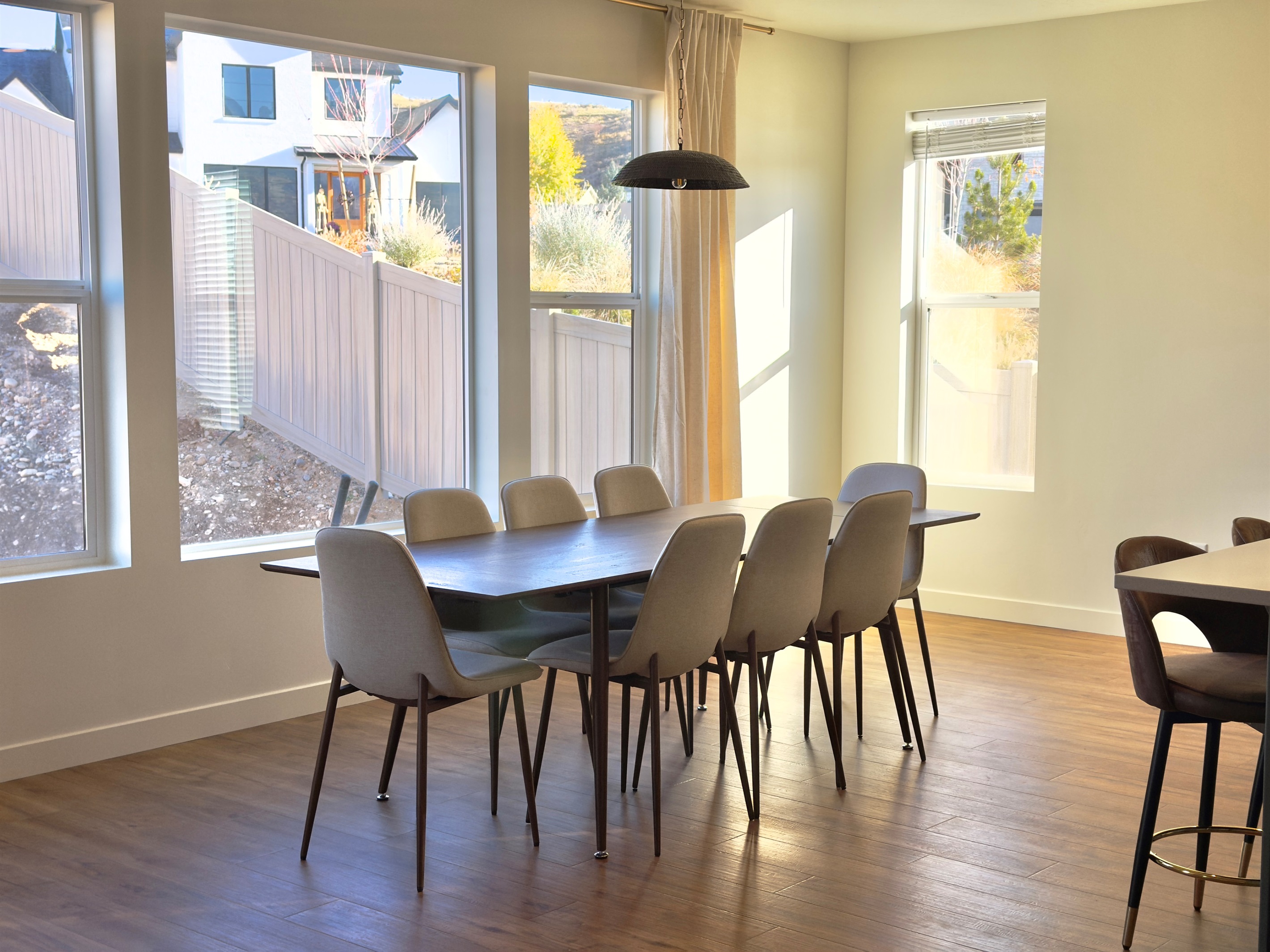Spacious dining space with panoramic windows and contemporary design — enjoy every meal with a view.