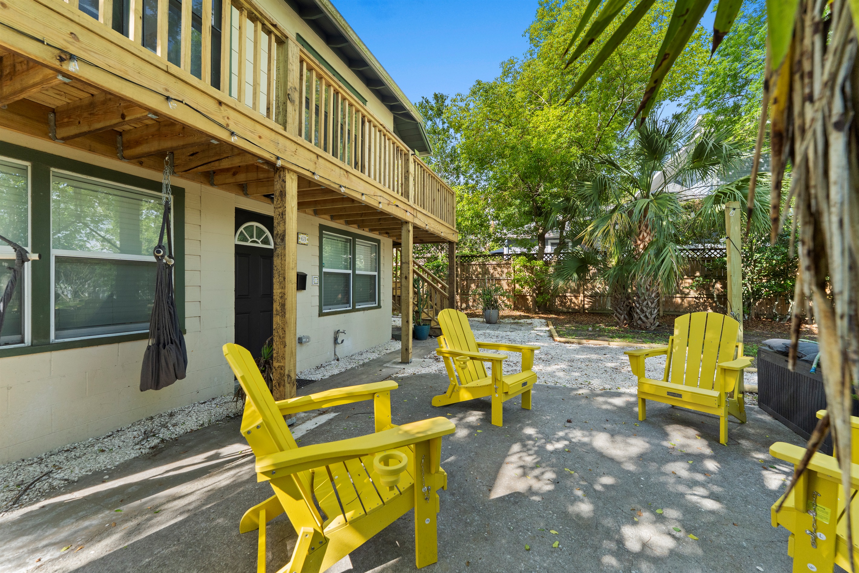 Enjoy the shaded space with a breeze or the string lights at night