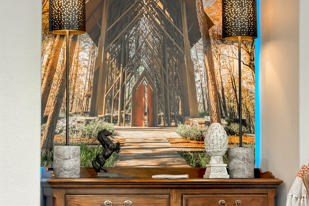 You’ll find custom Hot Springs scenery art throughout the house.